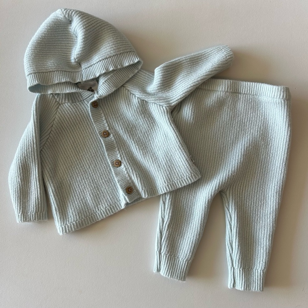 Just Born Knit Baby Hoodie and Pants Set